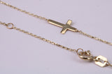 Simple and very Dainty 10 mm Long Cross Necklace, Length Adjustable Chain, Made from Solid Yellow Gold with High Polished Finish