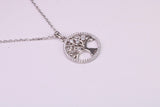 Tree of Life Cubic Zirconia set Necklace, made from solid Sterling Silver, Length Adjustable Chain