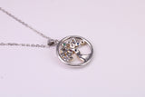 Tree of Life Cubic Zirconia set Necklace, made from solid Sterling Silver, Length Adjustable Chain