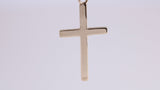 Simple 33 mm Long Cross Together with 18 Inch Long Chain, Made from Solid Yellow Gold with High Polished Finish