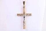 35 mm Long Two Tone Crucifix Necklace Together with 18 Inch Long Chain, Made from Solid Yellow Gold with High Polished Finish