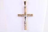 35 mm Long Two Tone Crucifix Necklace Together with 18 Inch Long Chain, Made from Solid Yellow Gold with High Polished Finish