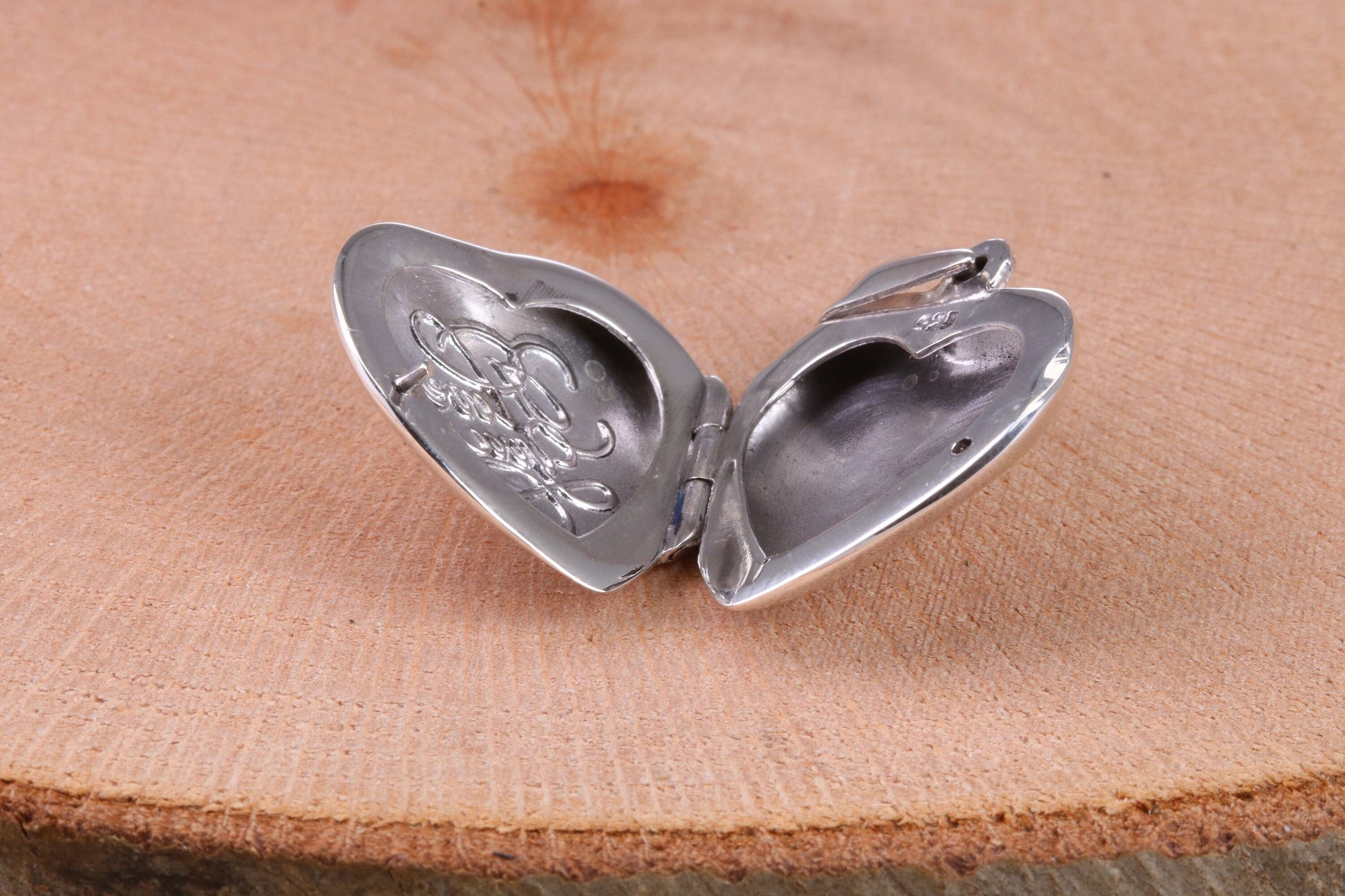 21 mm Heart Shaped Locket, Made from Solid Sterling Silver, Engraved I Love You