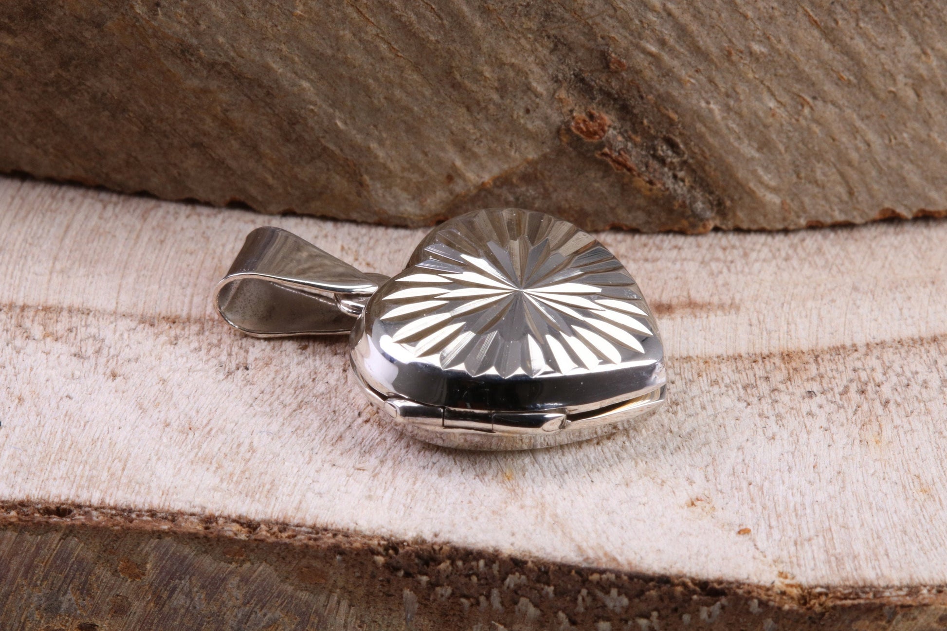 17 mm Diamond cut Heart Shaped Locket, Made from Solid Sterling Silver