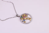 Tree of Life Cubic Zirconia set Necklace, made from solid Sterling Silver, 18ct Yellow Gold Plated, Length Adjustable Chain