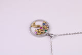 Tree of Life Cubic Zirconia set Necklace, made from solid Sterling Silver, 18ct Yellow Gold Plated, Length Adjustable Chain