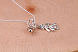 Acorn and Leaf Charm Necklace, made from solid Sterling Silver