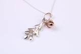Acorn and Leaf Charm Necklace, made from solid Sterling Silver