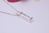 20 mm Long Baguette cut Cubic Zirconia set Necklace, Made from Solid Sterling Silver