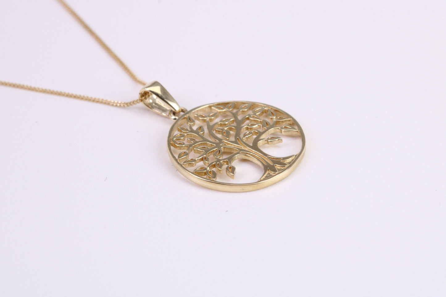 Tree of Live Necklace Together with 18 Inch Long Chain, Made from Solid Yellow Gold with High Polished Finish