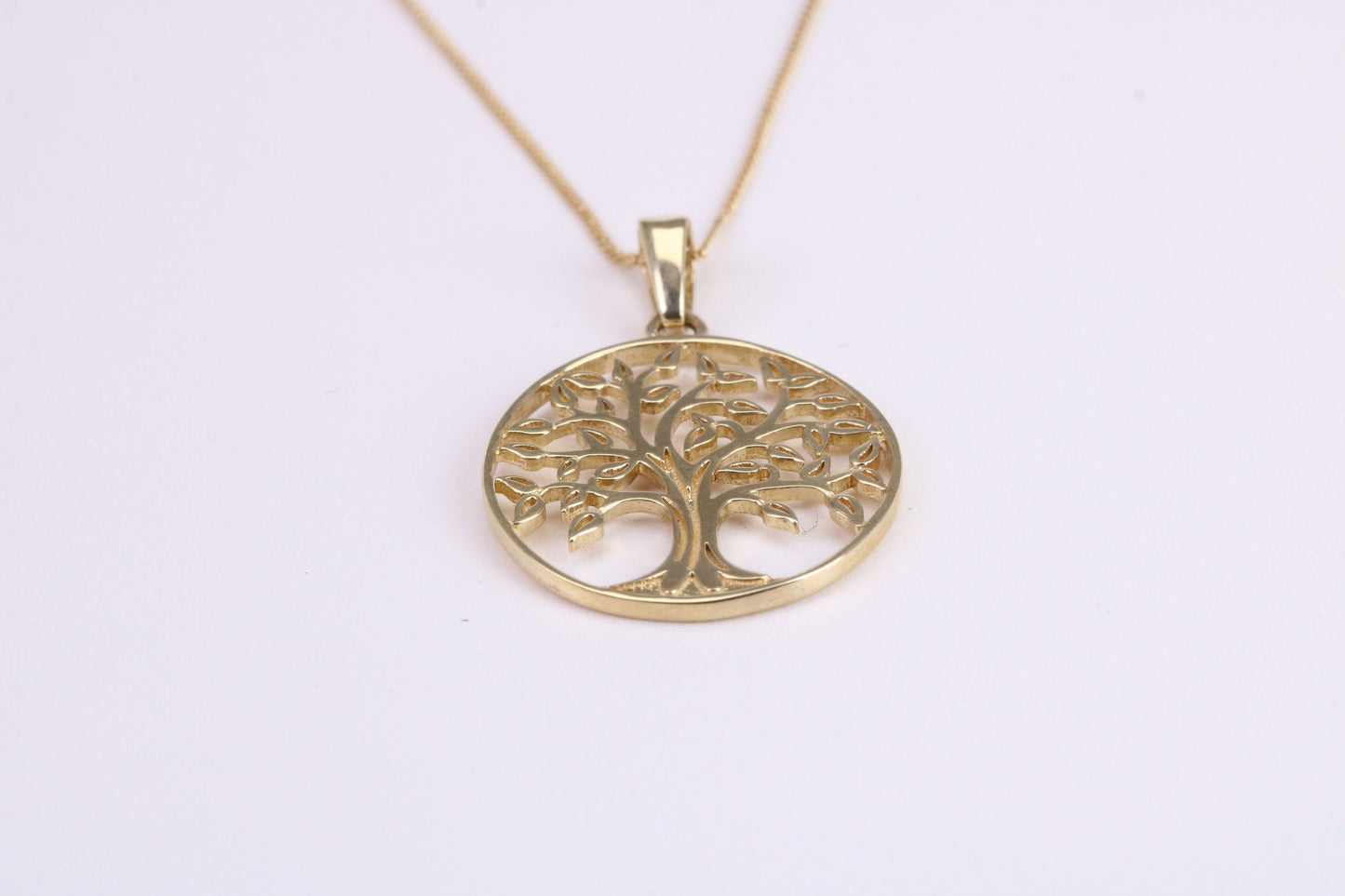 Tree of Live Necklace Together with 18 Inch Long Chain, Made from Solid Yellow Gold with High Polished Finish