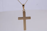 Simple 26 mm Long Cross Together with 18 Inch Long Chain, Made from Solid Yellow Gold with High Polished Finish