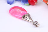 Large Pink Agate set Silver Pendant