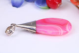 Large Pink Agate set Silver Pendant