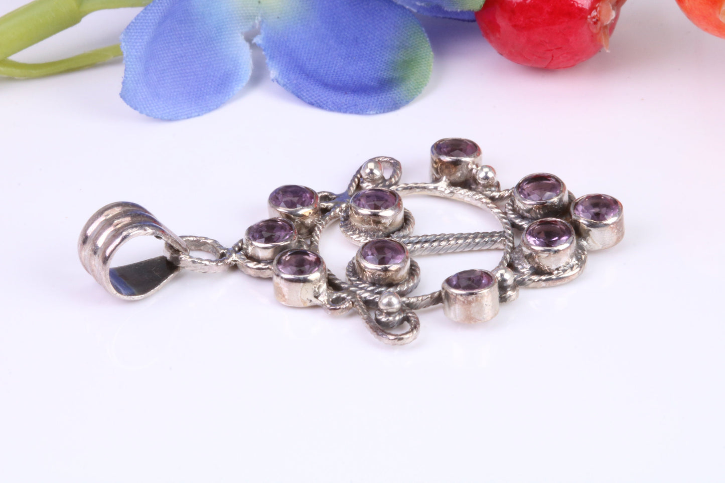 Sterling Silver Real Amethyst set Necklace