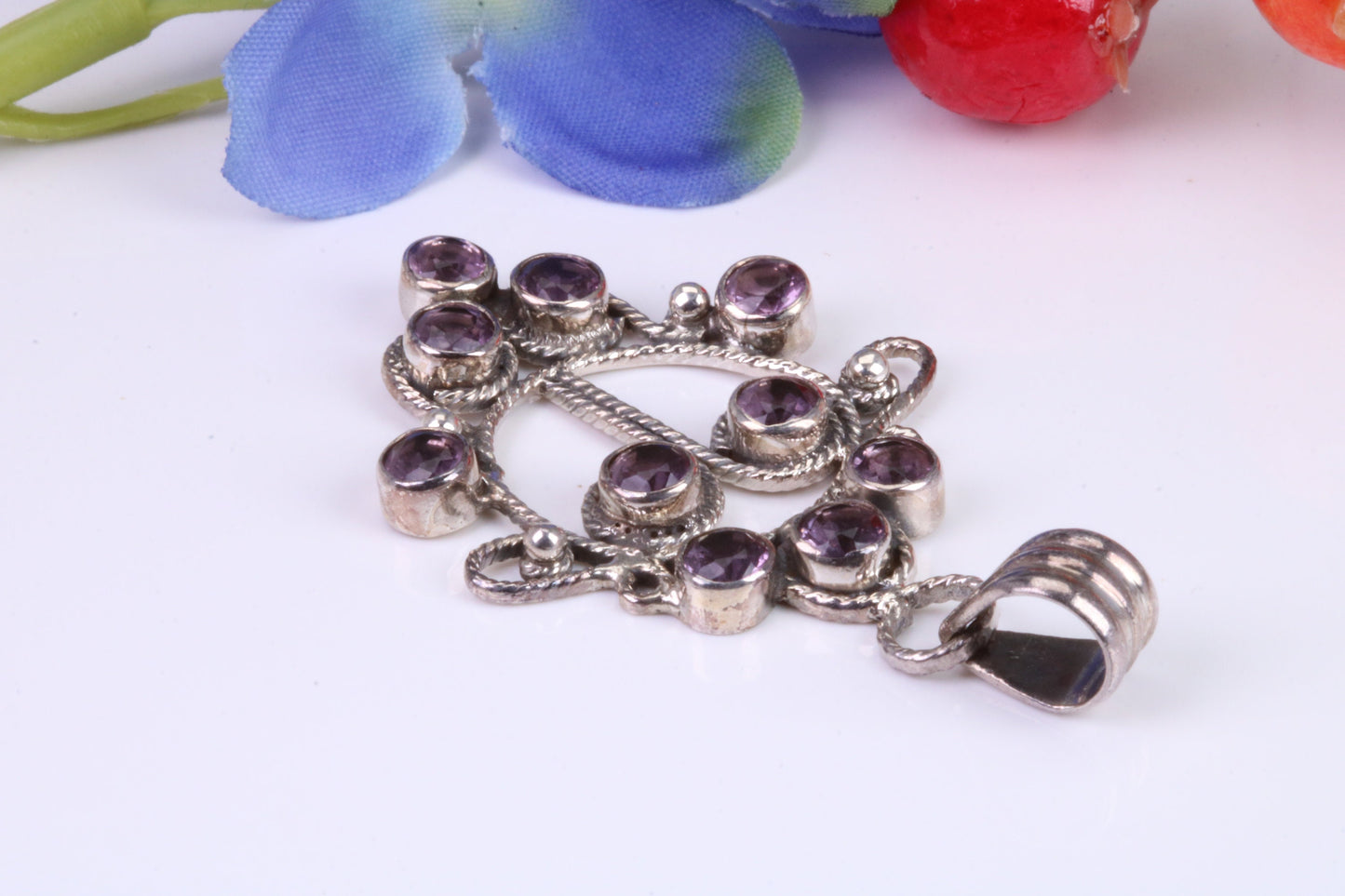 Sterling Silver Real Amethyst set Necklace