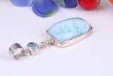 Blue Agate and Topaz Pendant in Sterling Silver