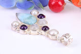 Large Multi Gemstones Pendant in Sterling Silver