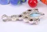Large Multi Gemstones Pendant in Sterling Silver