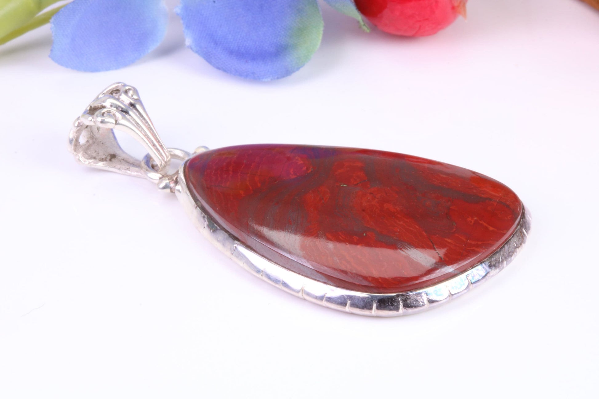 Large Red Jasper set Necklace set in Sterling Silver