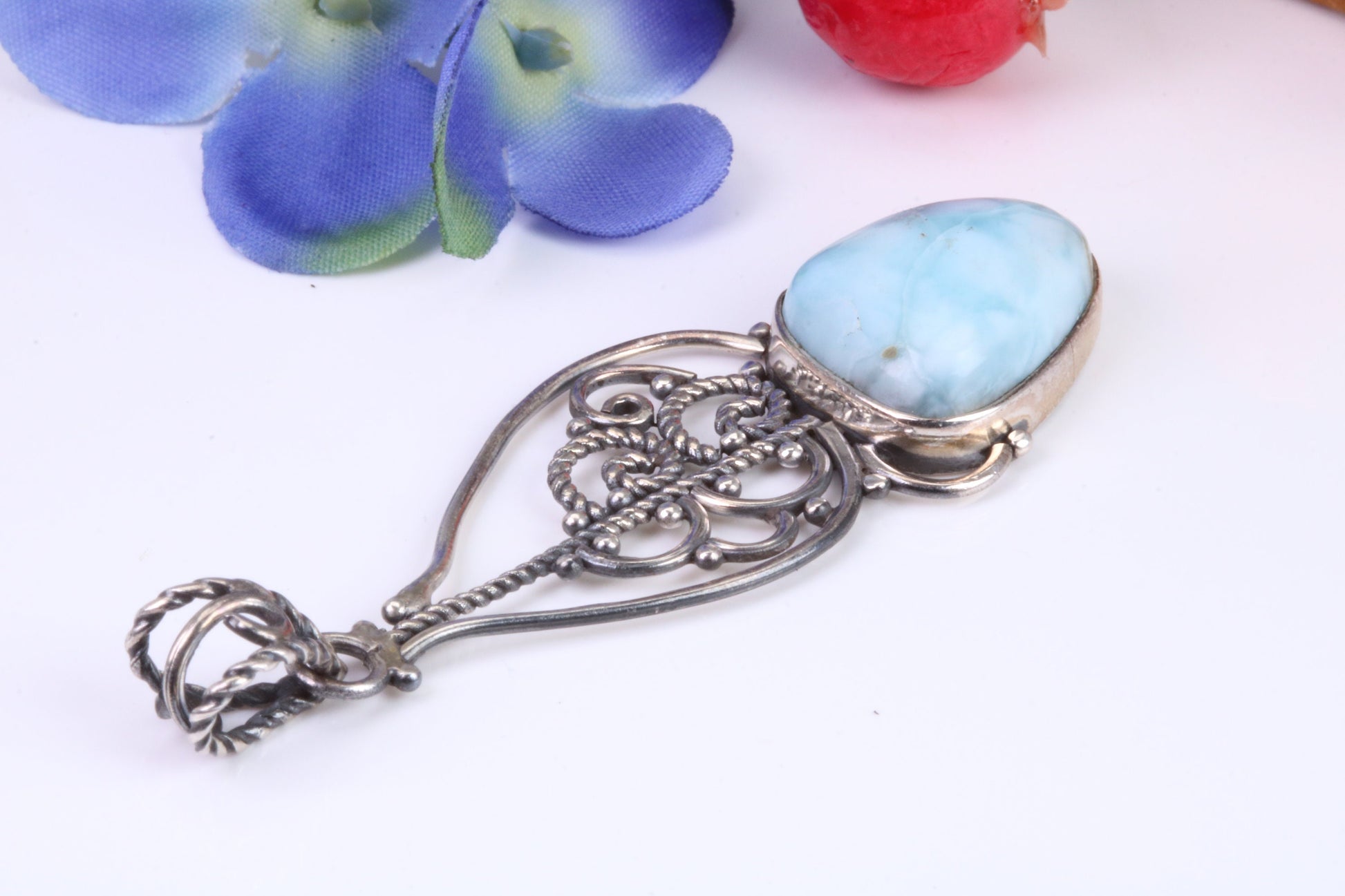 Sterling Silver Blue Agate Pendant