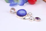 Very Large Multi Gemstones Pendant in Sterling Silver