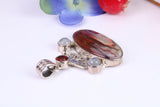 Large Multi Gemstones Pendant in Sterling Silver