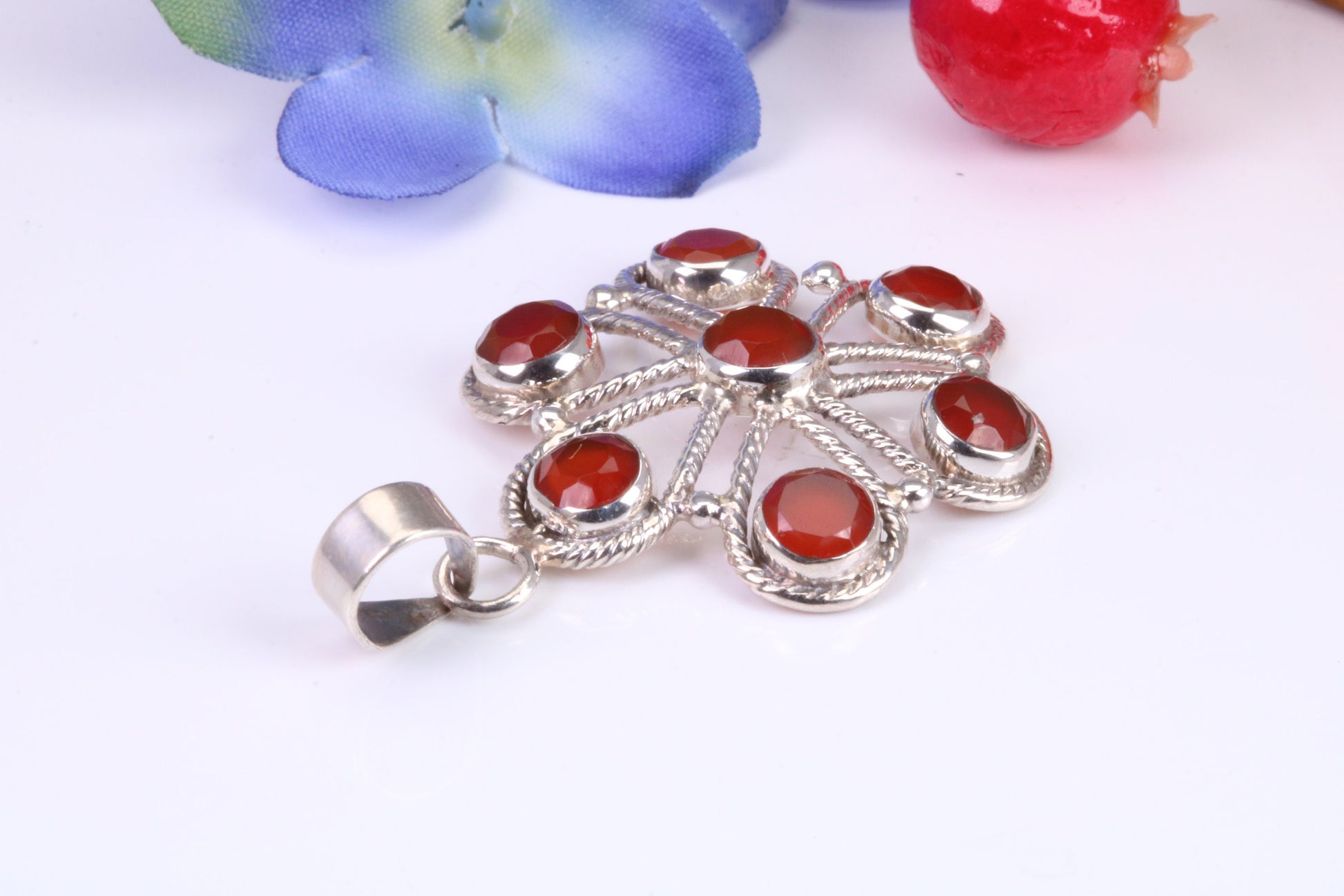 Real Ruby set Chakra Pendant set in Sterling Silver