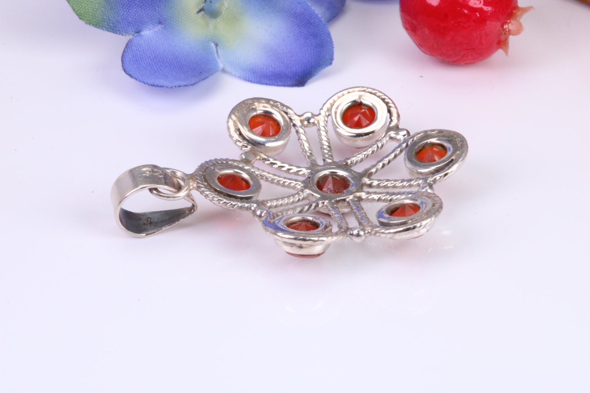 Real Ruby set Chakra Pendant set in Sterling Silver