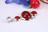 Dressy Sterling Silver Red Agate and C Z set Pendant