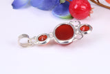 Dressy Sterling Silver Red Agate and C Z set Pendant