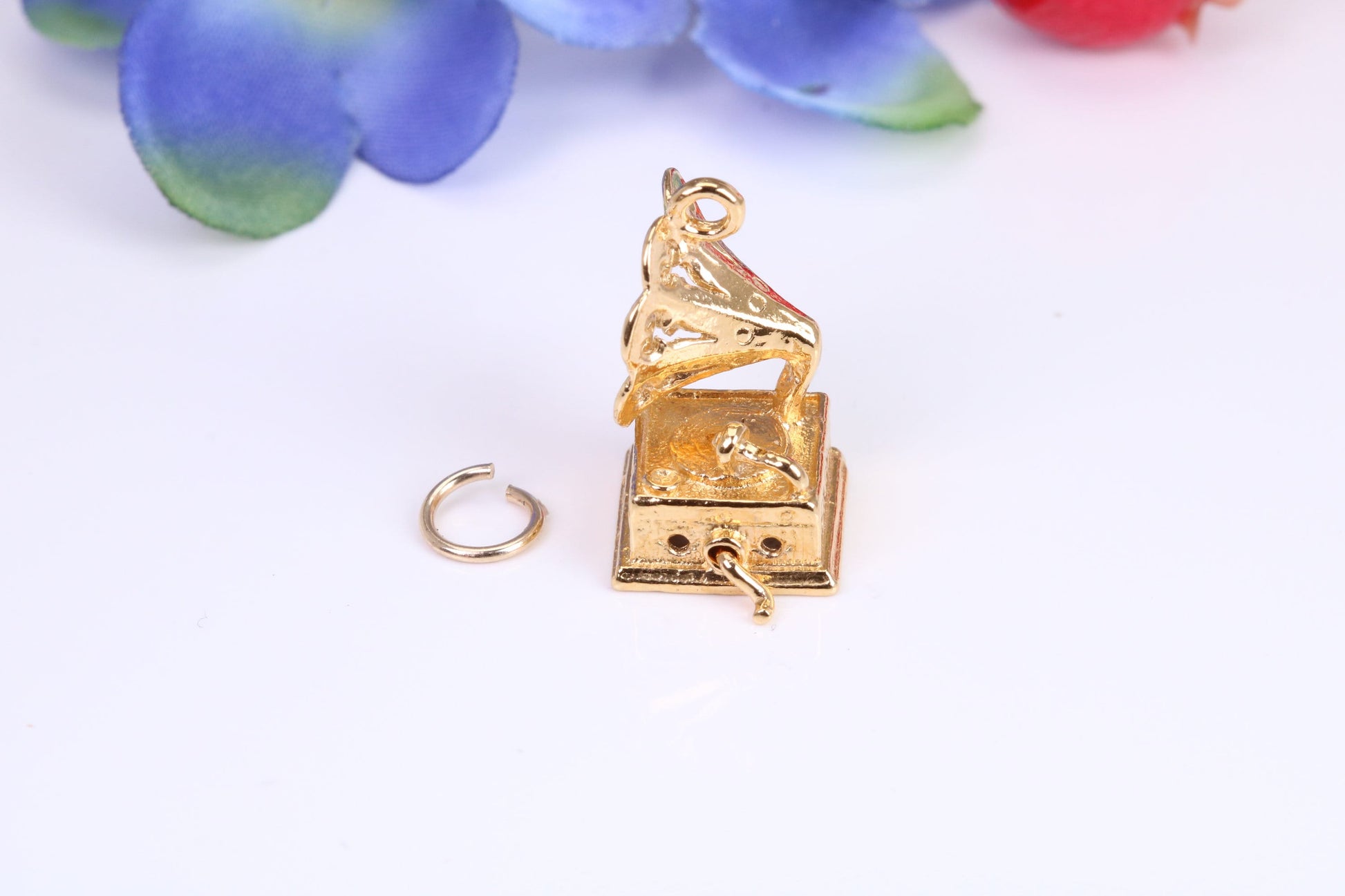 Vintage Gramophone Charm, Traditional Charm, Made from Solid Cast Yellow Gold, British Hallmarked