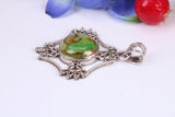Very Large Green Agate Pendant set in Sterling Silver