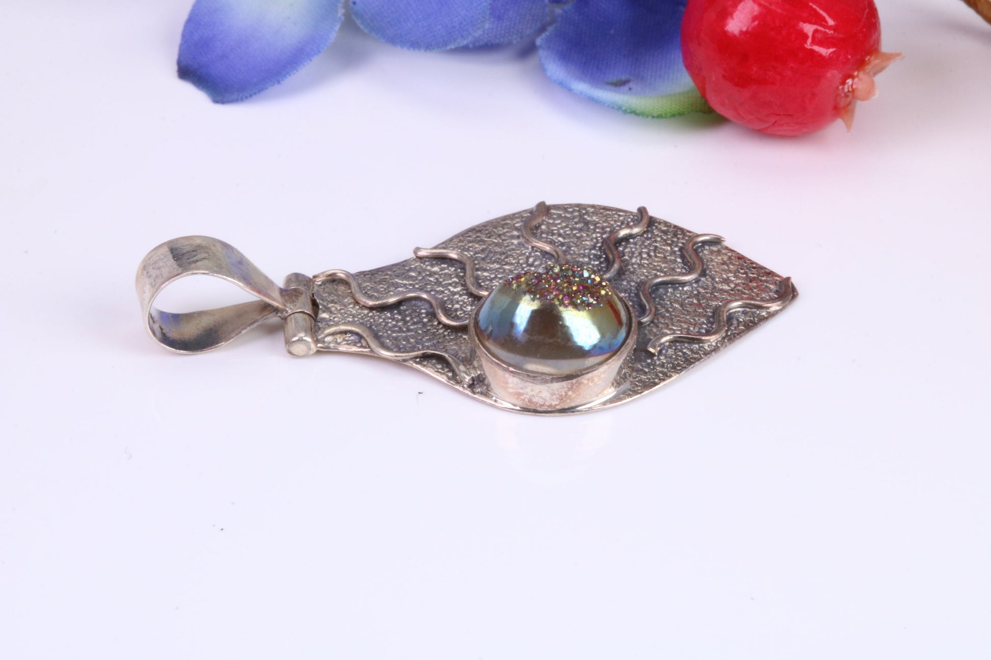 Real Amethyst Crystal Pendant in Sterling Silver