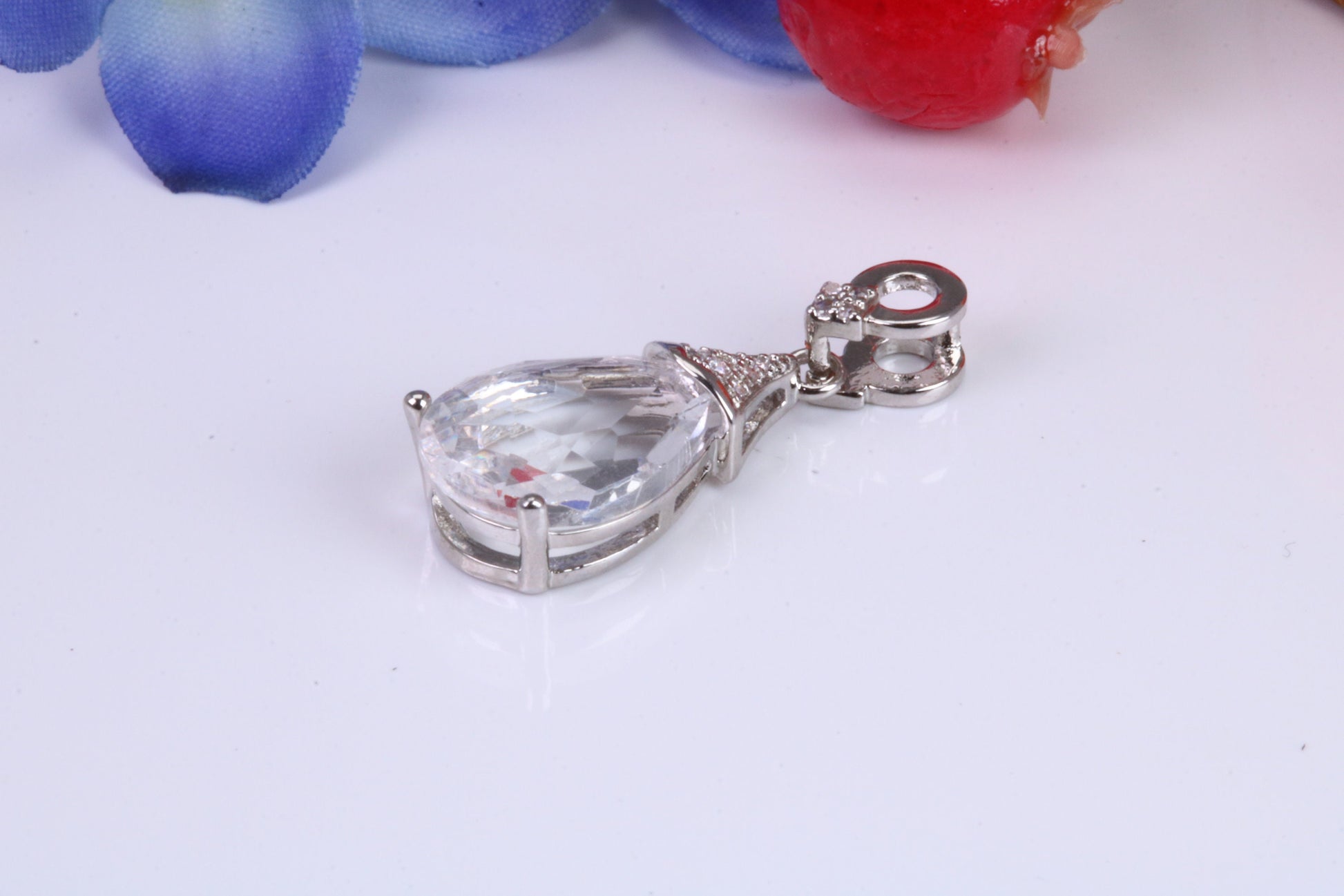 Natural White Topaz and C Z set Sterling Silver Pendant