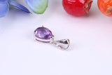 Real Amethyst and C Z set Pendant in Sterling Silver