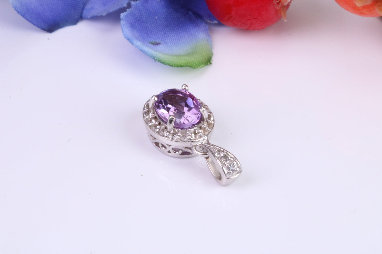 Dressy Sterling Silver Amethyst and C Z set Pendant