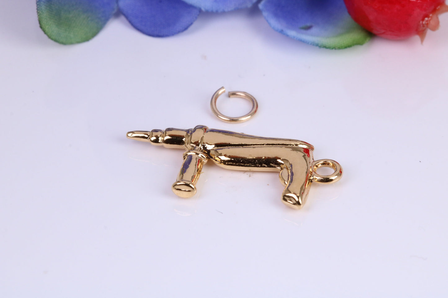 Power Drill Charm, Traditional Charm, Made from Solid Cast Yellow Gold, British Hallmarked