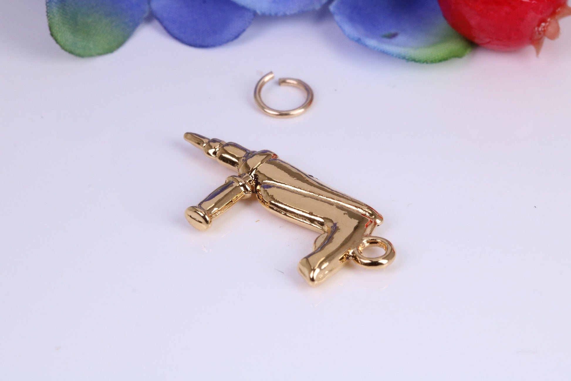 Power Drill Charm, Traditional Charm, Made from Solid Cast Yellow Gold, British Hallmarked