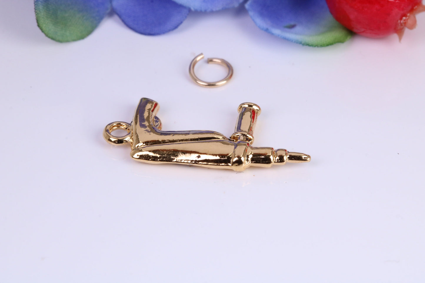 Power Drill Charm, Traditional Charm, Made from Solid Cast Yellow Gold, British Hallmarked