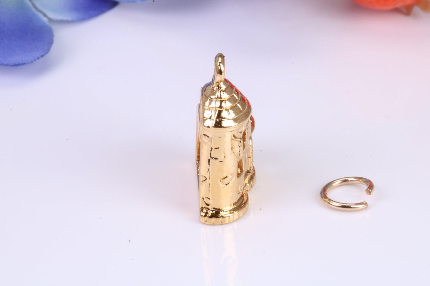 Castle Charm, Traditional Charm, Made from Solid Cast Yellow Gold, British Hallmarked