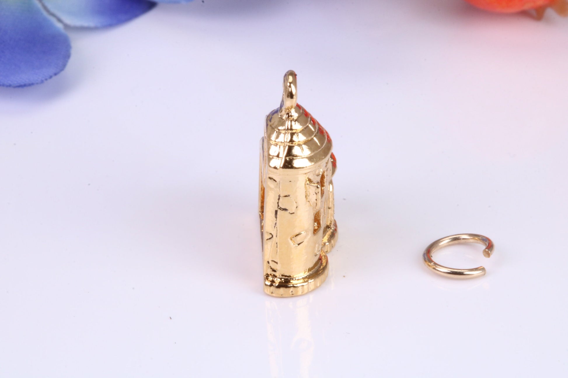 Castle Charm, Traditional Charm, Made from Solid Cast Yellow Gold, British Hallmarked