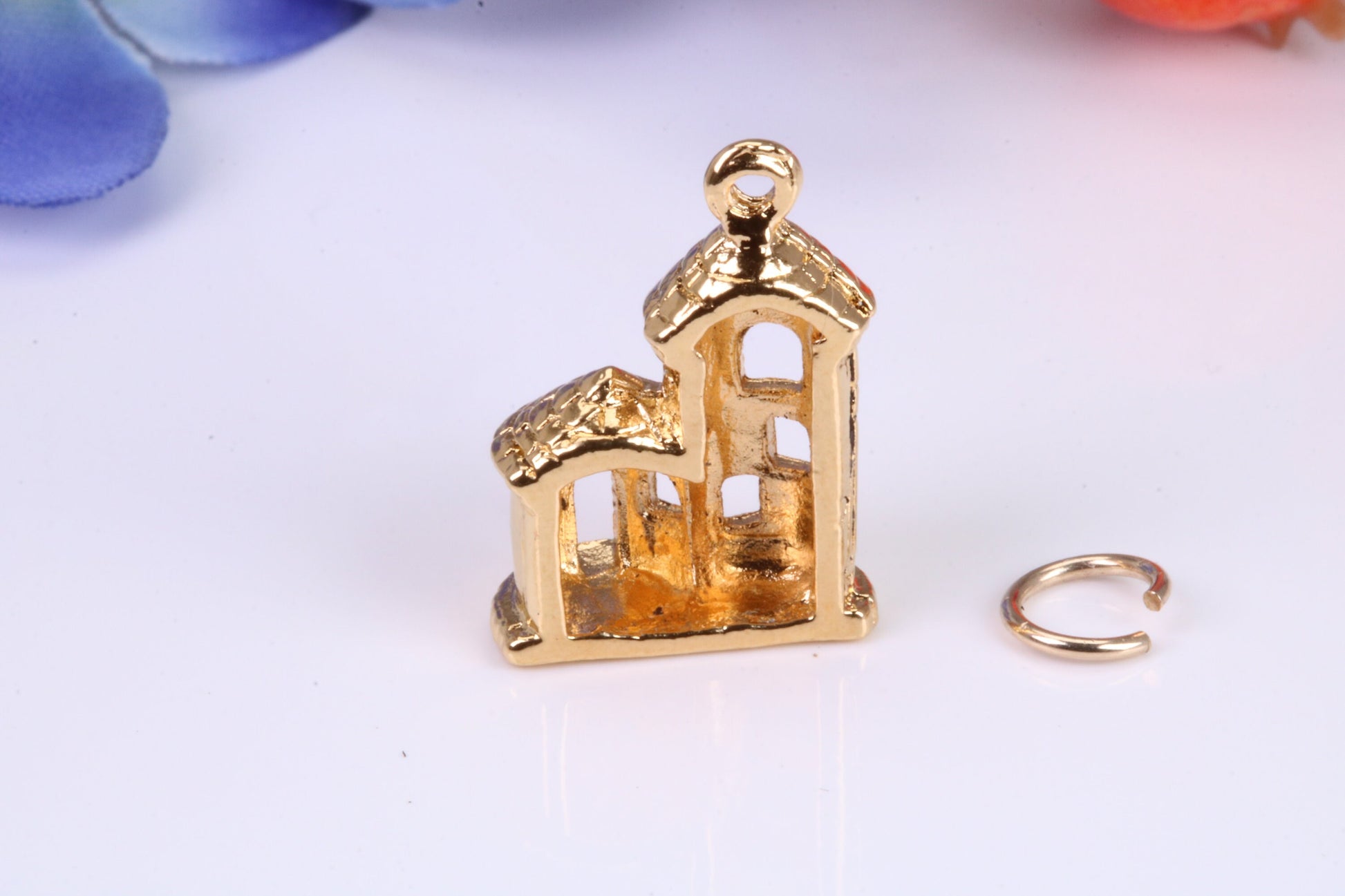 Castle Charm, Traditional Charm, Made from Solid Cast Yellow Gold, British Hallmarked