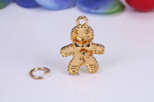 Gingerbread Man Charm, Traditional Charm, Made from Solid Cast Yellow Gold, British Hallmarked