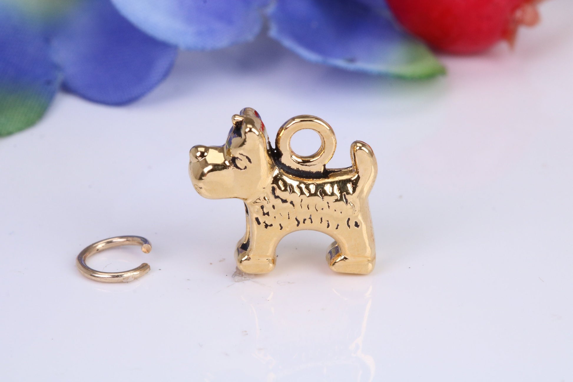 Dog Charm, Traditional Charm, Made from Solid Yellow Gold, British Hallmarked