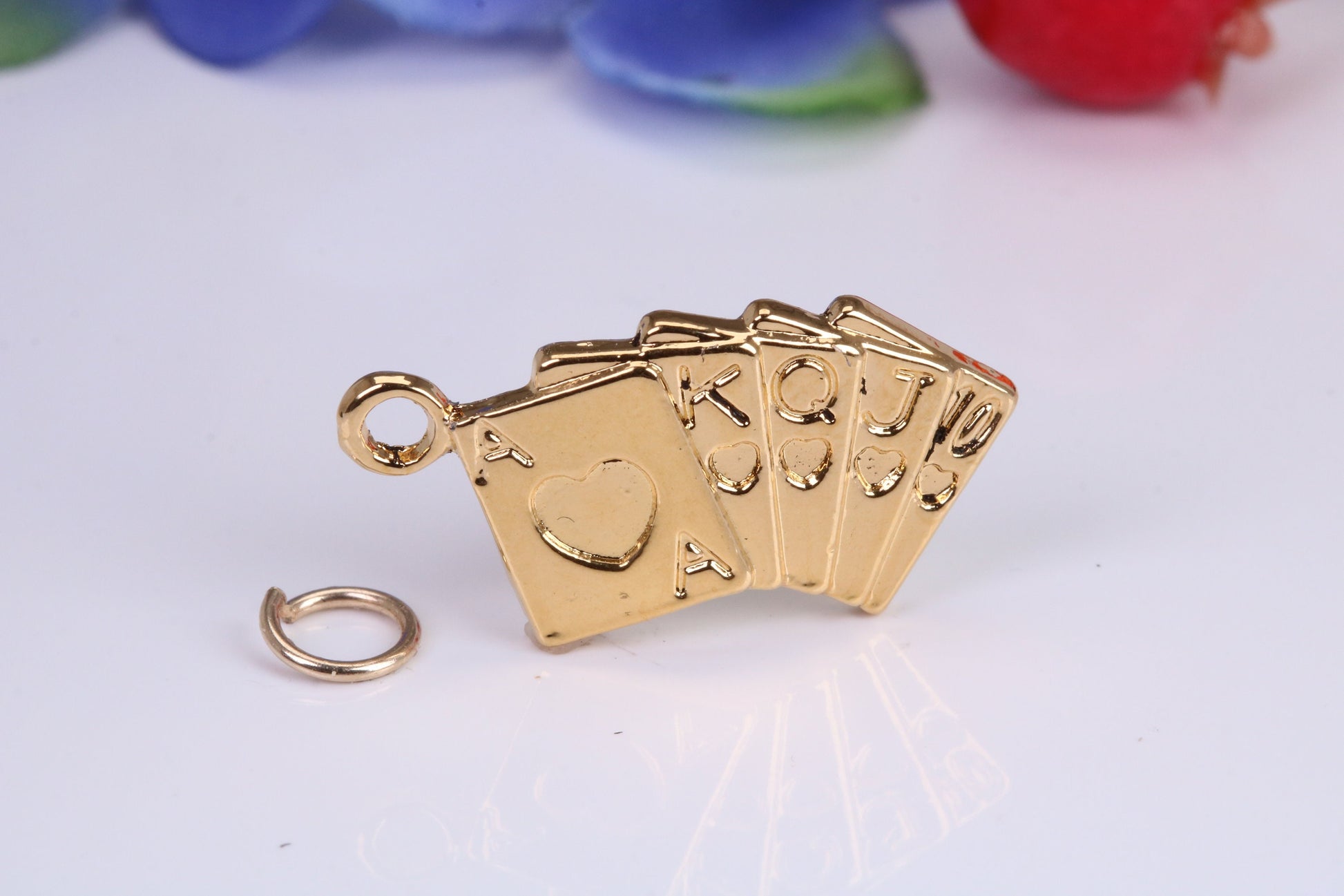 Playing Cards Charm, Traditional Charm, Made from Solid Cast Yellow Gold, British Hallmarked