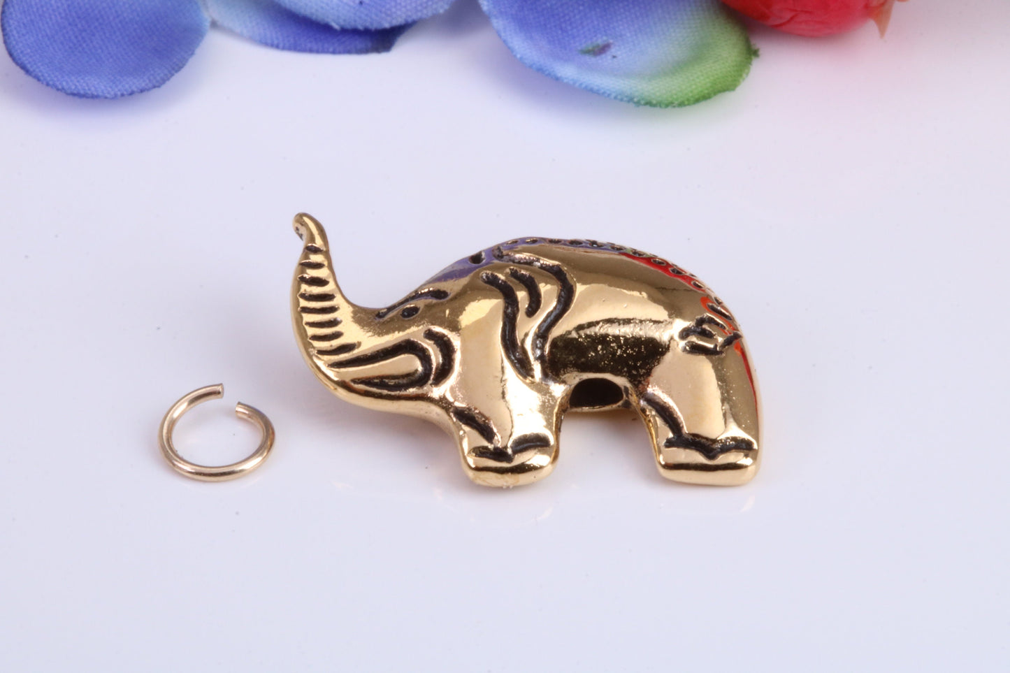 African Elephant Charm, Traditional Charm, Made from Solid Cast Yellow Gold, British Hallmarked