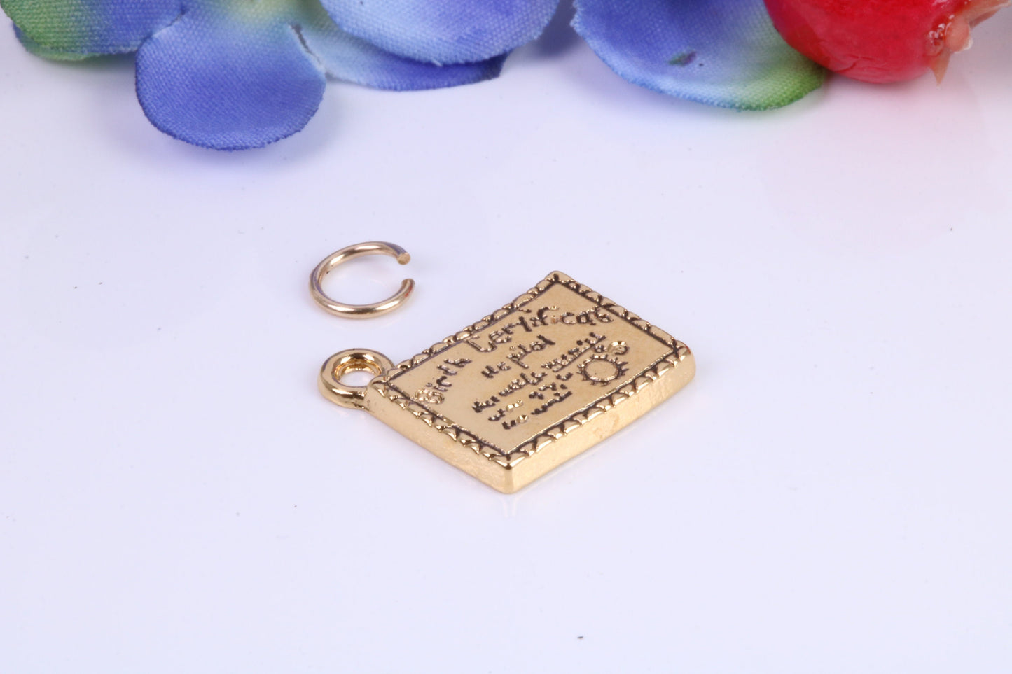 Birth Certificate Charm, Traditional Charm, Made from Solid Cast Yellow Gold, British Hallmarked