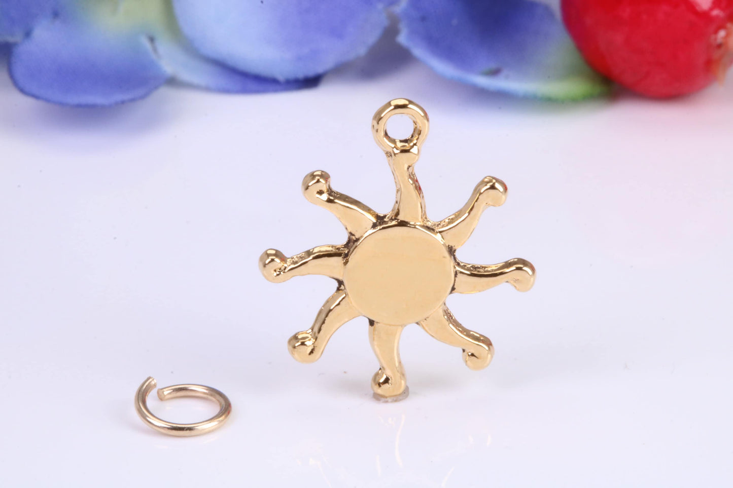 Sun Charm, Traditional Charm, Made from Solid Cast Yellow Gold, British Hallmarked