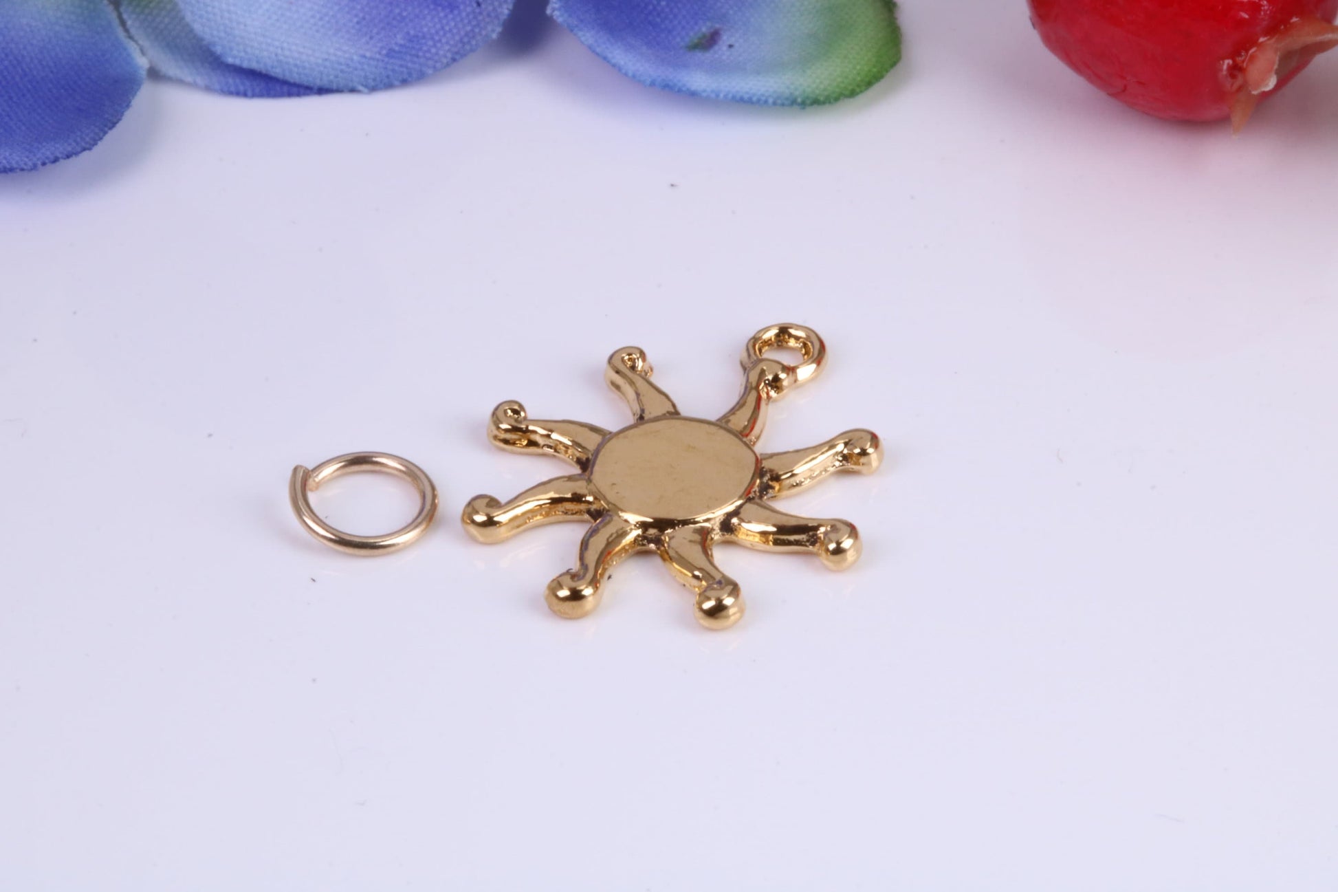 Sun Charm, Traditional Charm, Made from Solid Cast Yellow Gold, British Hallmarked